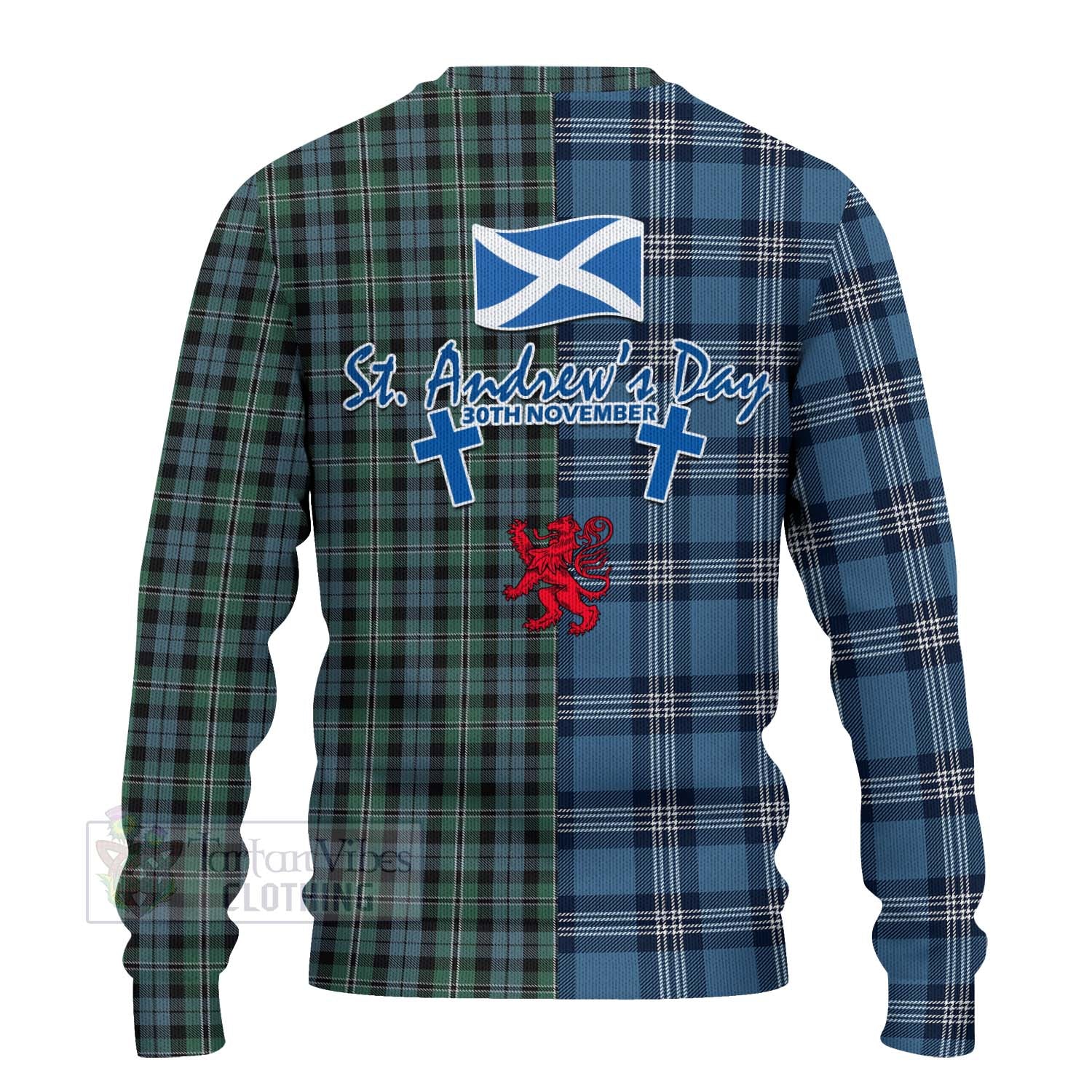 Melville Tartan Knitted Sweater Happy St. Andrew's Day Half Tartan Style - Tartan Vibes Clothing