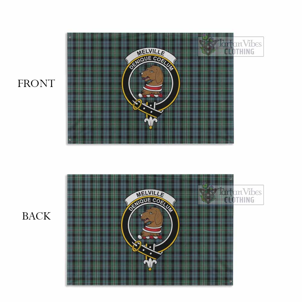 Tartan Vibes Clothing Melville Tartan House Flag with Family Crest