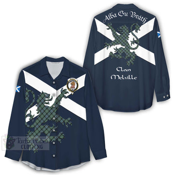 Melville Tartan Lion Rampant Women's Casual Shirt Proudly Display Your Heritage with Alba Gu Brath and Clan Name - Tartan Vibes Clothing
