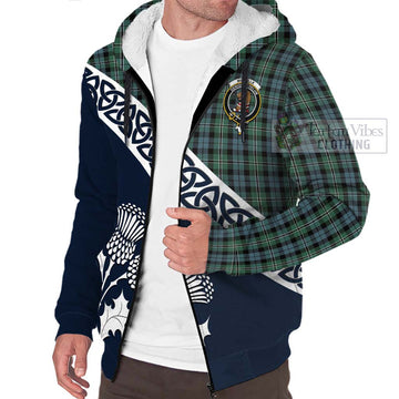 Melville Tartan Sherpa Hoodie Featuring Thistle and Scotland Map - Tartan Vibes Clothing