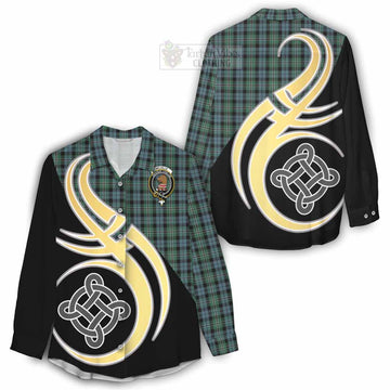 Melville Tartan Women's Casual Shirt with Family Crest and Celtic Symbol Style - Tartan Vibes Clothing