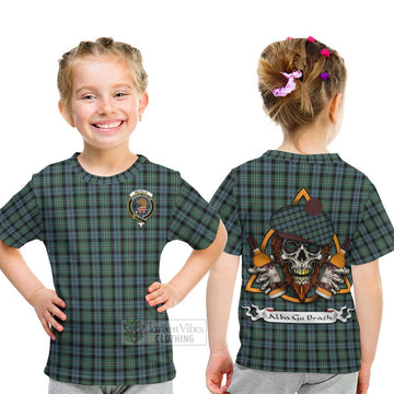 Melville Tartan Kid T-Shirt with Family Crest and Bearded Skull Holding Bottles of Whiskey - Tartan Vibes Clothing