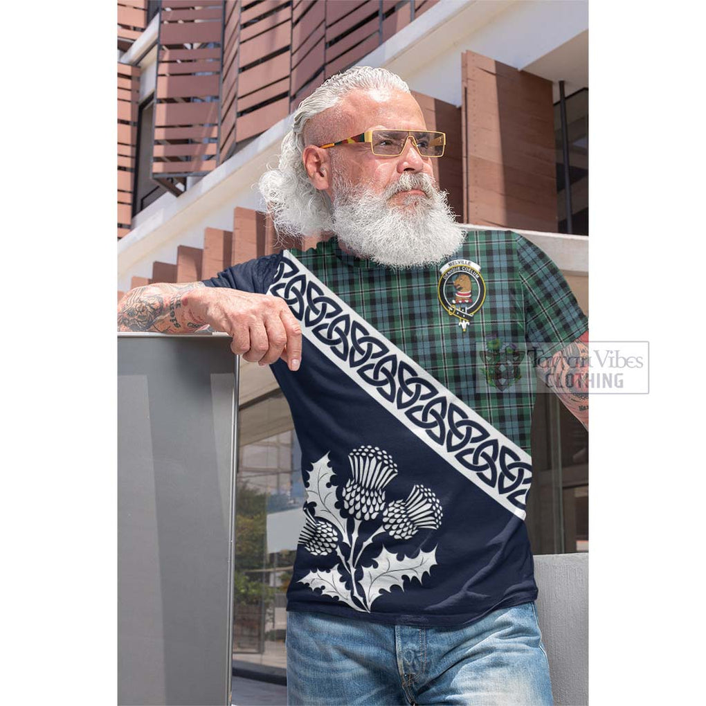 Melville Tartan Cotton T-shirt Featuring Thistle and Scotland Map Men's Shirt - Tartan Vibes Clothing
