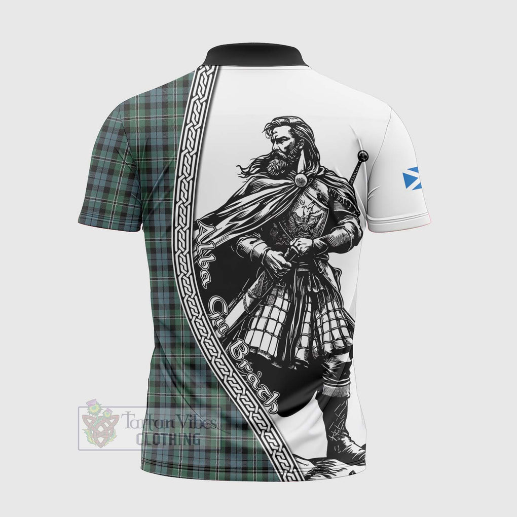 Melville Tartan Clan Crest Zipper Polo Shirt with Highlander Warrior Celtic Style - Tartan Vibes Clothing