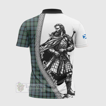 Melville Tartan Clan Crest Zipper Polo Shirt with Highlander Warrior Celtic Style - Tartan Vibes Clothing