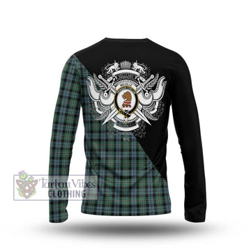 Melville Tartan Long Sleeve T-Shirt with Family Crest and Military Logo Style - Tartan Vibes Clothing