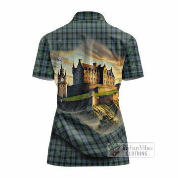 Melville Tartan Family Crest Women's Polo Shirt with Scottish Ancient Castle Style - Tartan Vibes Clothing