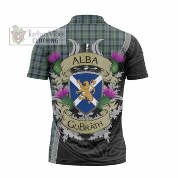 Melville Tartan Family Crest Zipper Polo Shirt Lion Rampant Royal Thistle Shield Celtic Inspired - Tartan Vibes Clothing