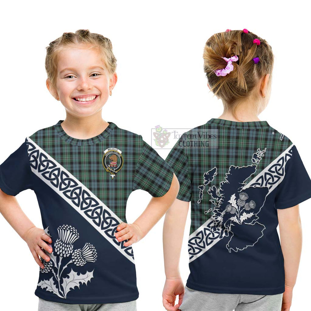 Melville Tartan Kid T-Shirt Featuring Thistle and Scotland Map - Tartan Vibes Clothing