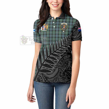 Melville Crest Tartan Women's Polo Shirt with New Zealand Silver Fern Half Style - Tartan Vibes Clothing