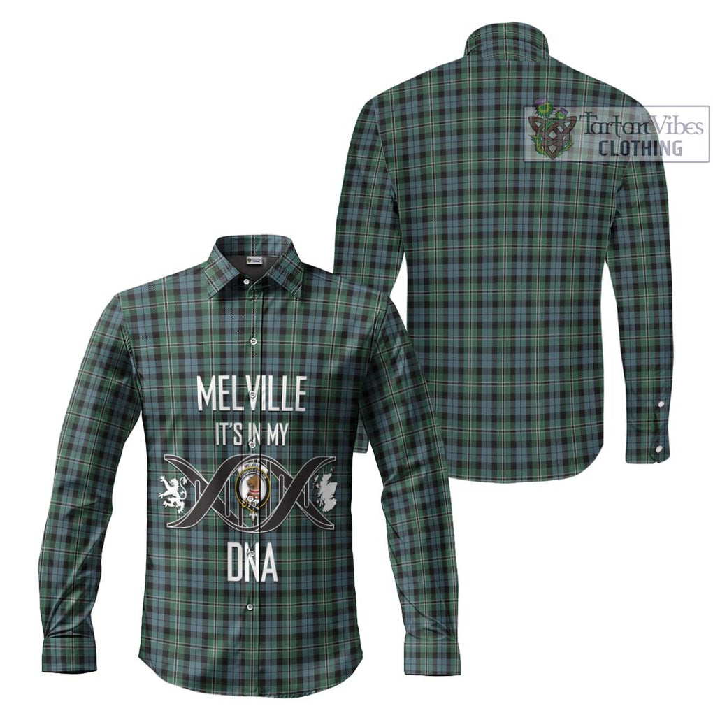 Melville Tartan Long Sleeve Button Shirt with Family Crest DNA In Me Style Men's Shirt - Tartanvibesclothing Shop