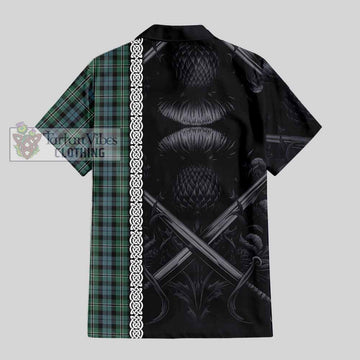 Melville Tartan Hawaiian Shirt with Family Crest Cross Sword Thistle Celtic Vibes - Tartan Vibes Clothing