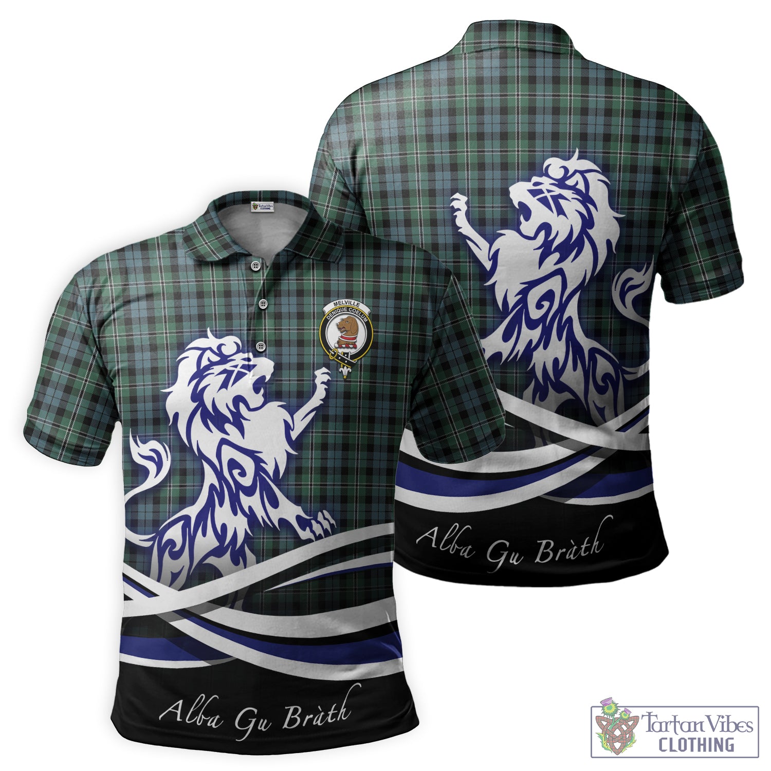 Melville Tartan Polo Shirt with Alba Gu Brath Regal Lion Emblem - Tartan Vibes Clothing