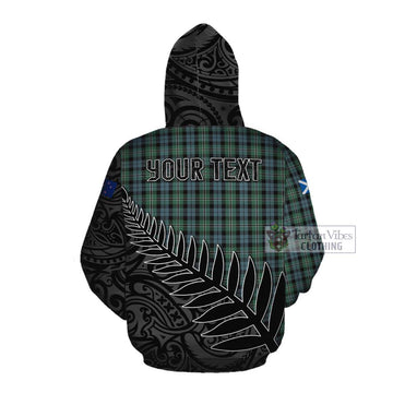 Melville Crest Tartan Cotton Hoodie with New Zealand Silver Fern Half Style Pullover Hoodie - Tartan Vibes Clothing