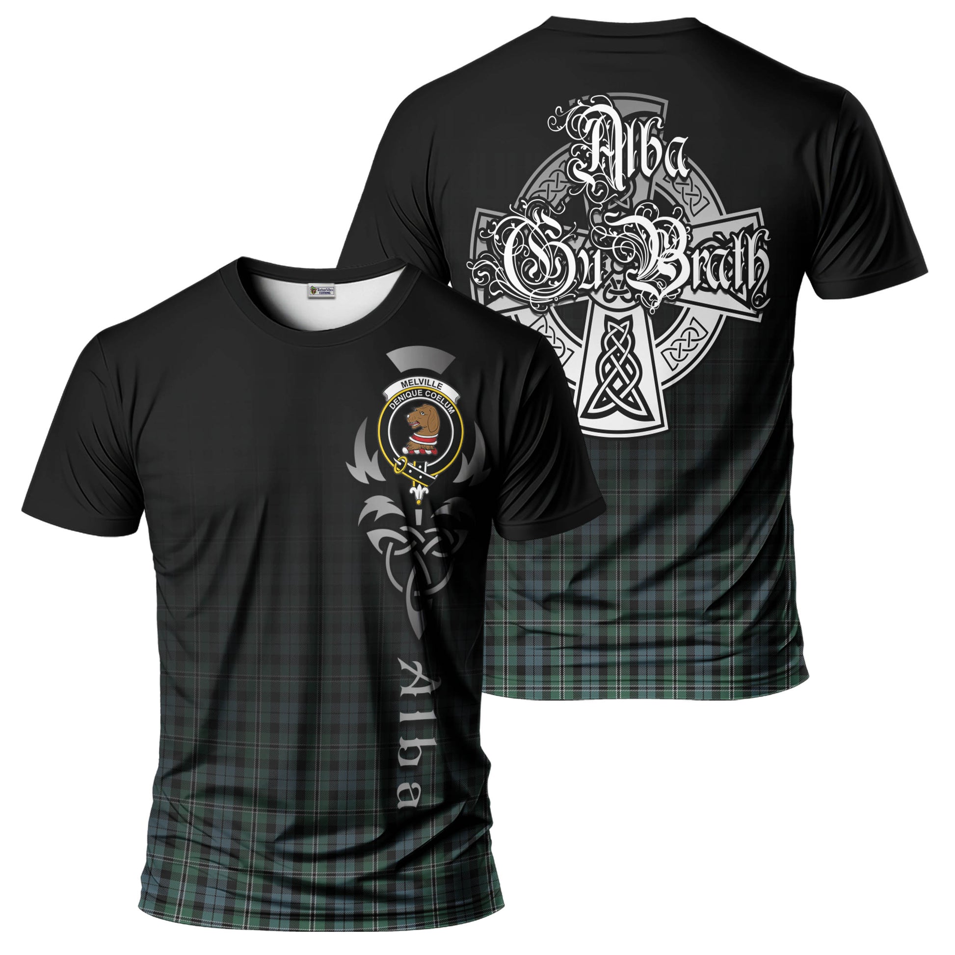 Melville Tartan T-Shirt Featuring Alba Gu Brath Family Crest Celtic Inspired - Tartan Vibes Clothing