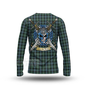 Melville Tartan Long Sleeve T-Shirt with Family Crest Celtic Skull Style - Tartan Vibes Clothing