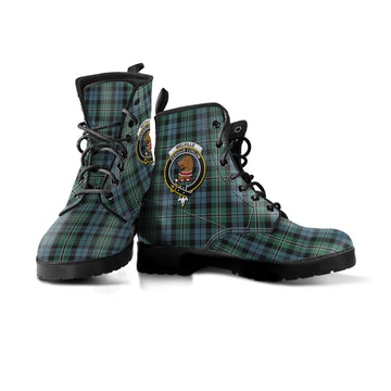 Melville Tartan Leather Boots with Family Crest
