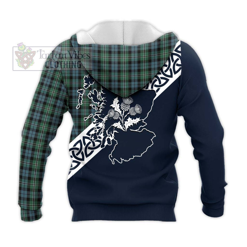 Melville Tartan Knitted Hoodie Featuring Thistle and Scotland Map - Tartan Vibes Clothing