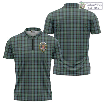Melville Tartan Zipper Polo Shirt with Family Crest - Tartan Vibes Clothing