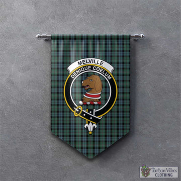 Melville Tartan Gonfalon, Tartan Banner with Family Crest - Tartan Vibes Clothing