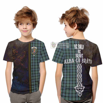 Melville Tartan Family Crest Kid T-Shirt Alba Gu Brath Be Brave Lion Ancient Style - Tartan Vibes Clothing