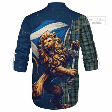 Melville Tartan Family Crest Ghillie Kilt Shirt with Scottish Majestic Lion - Tartan Vibes Clothing