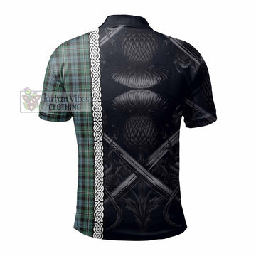 Melville Tartan Polo Shirt with Family Crest Cross Sword Thistle Celtic Vibes - Tartan Vibes Clothing