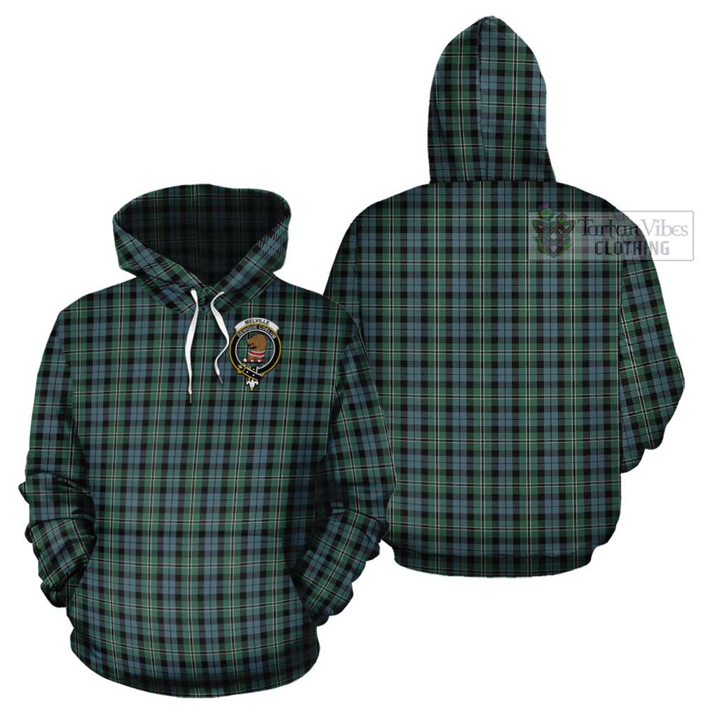 Melville Tartan Cotton Hoodie with Family Crest - Tartan Vibes Clothing