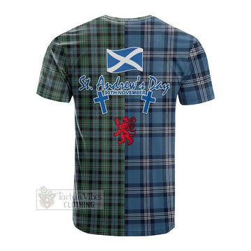 Melville Tartan Cotton T-shirt Happy St. Andrew's Day Half Tartan Style