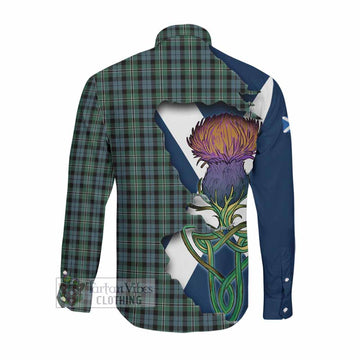 Melville Tartan Family Crest Long Sleeve Button Shirt Scottish Thistle Celtic Inspired Men's Shirt - Tartan Vibes Clothing