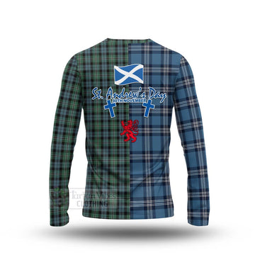 Melville Tartan Long Sleeve T-Shirt Happy St. Andrew's Day Half Tartan Style - Tartan Vibes Clothing