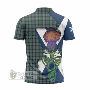 Melville Tartan Family Crest Zipper Polo Shirt Scottish Thistle Celtic Inspired - Tartan Vibes Clothing