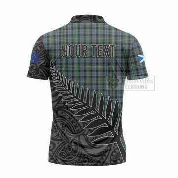 Melville Crest Tartan Zipper Polo Shirt with New Zealand Silver Fern Half Style - Tartan Vibes Clothing
