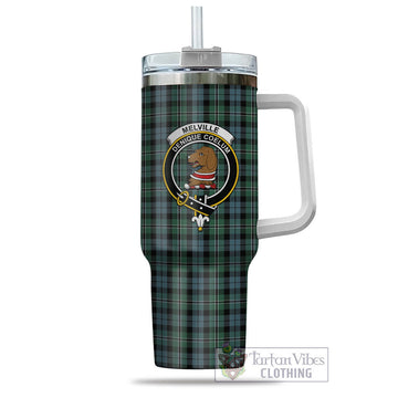 Melville Tartan Tumbler with Handle with Family Crest - Tartan Vibes Clothing
