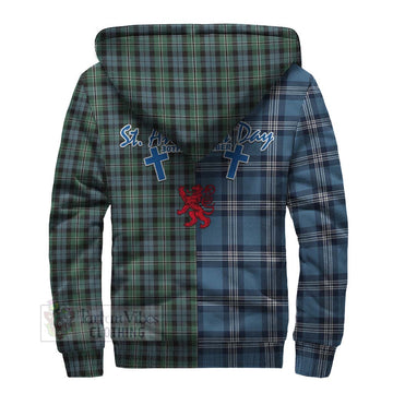 Melville Tartan Sherpa Hoodie Happy St. Andrew's Day Half Tartan Style - Tartan Vibes Clothing