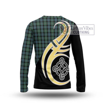 Melville Tartan Long Sleeve T-Shirt with Family Crest and Celtic Symbol Style - Tartan Vibes Clothing