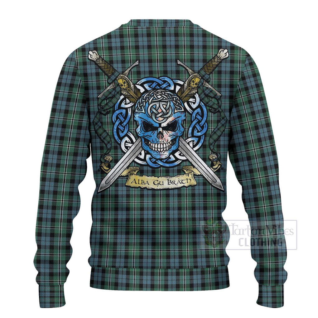 Melville Tartan Ugly Sweater with Family Crest Celtic Skull Style - Tartan Vibes Clothing