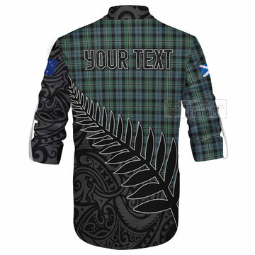 Melville Crest Tartan Ghillie Kilt Shirt with New Zealand Silver Fern Half Style - Tartan Vibes Clothing