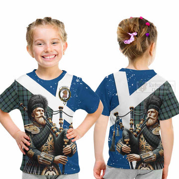 Melville Tartan Kid T-Shirt with Family Crest Scottish Bagpiper Vibes - Tartan Vibes Clothing
