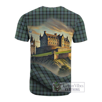 Melville Tartan Family Crest Cotton T-shirt with Scottish Ancient Castle Style