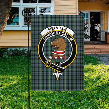 Melville Tartan Flag with Family Crest