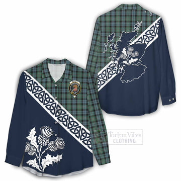 Melville Tartan Women's Casual Shirt Featuring Thistle and Scotland Map - Tartan Vibes Clothing