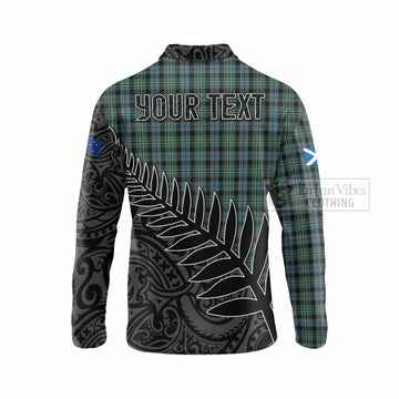 Melville Crest Tartan Long Sleeve Polo Shirt with New Zealand Silver Fern Half Style - Tartan Vibes Clothing
