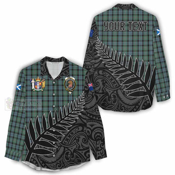 Melville Crest Tartan Women's Casual Shirt with New Zealand Silver Fern Half Style - Tartan Vibes Clothing