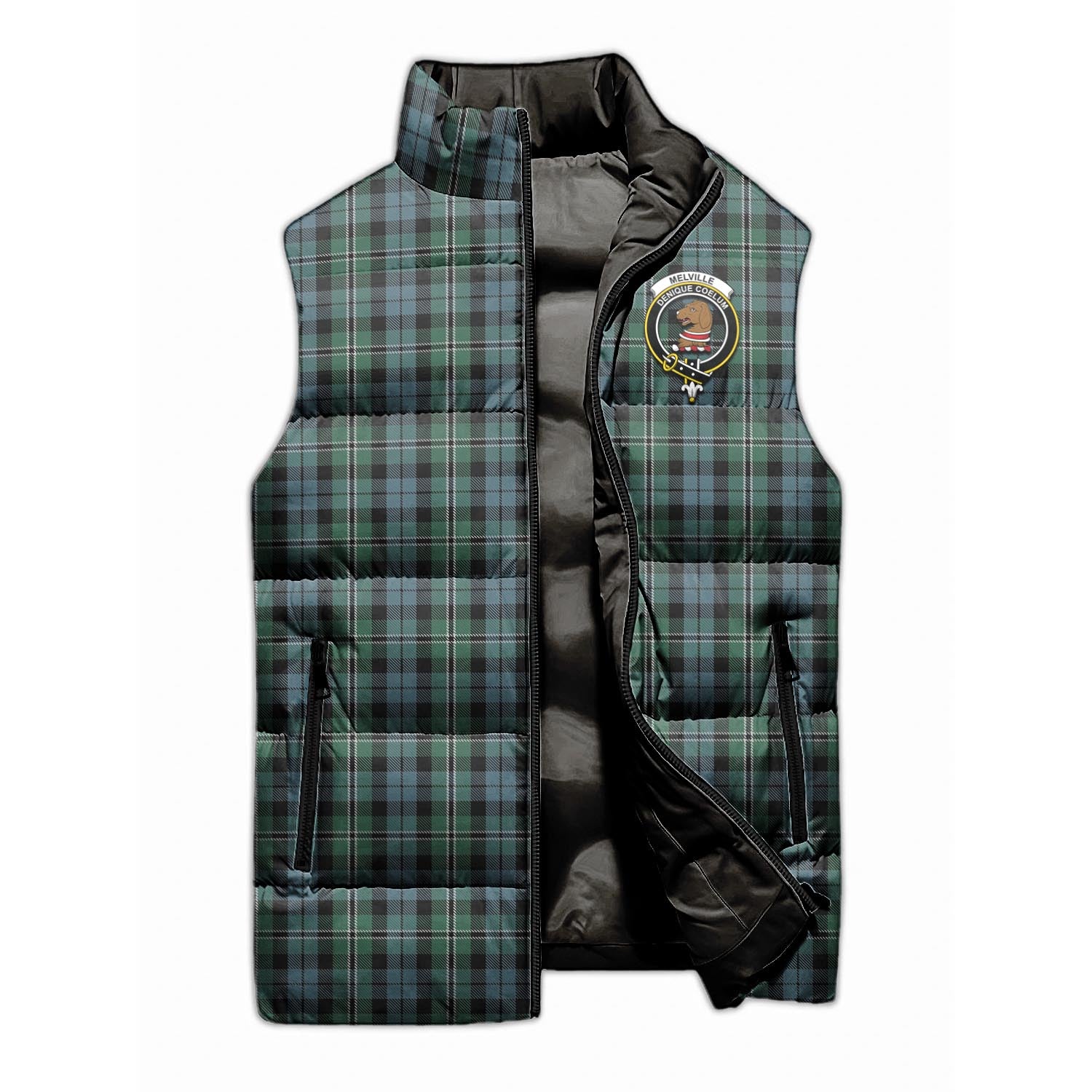 Melville Tartan Sleeveless Puffer Jacket with Family Crest - Tartan Vibes Clothing