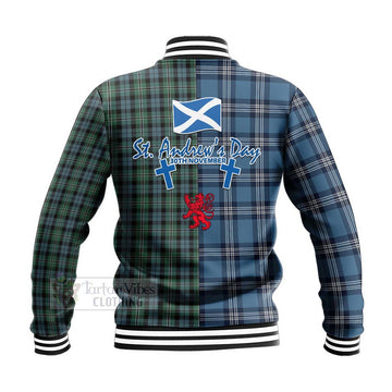 Melville Tartan Baseball Jacket Happy St. Andrew's Day Half Tartan Style - Tartan Vibes Clothing