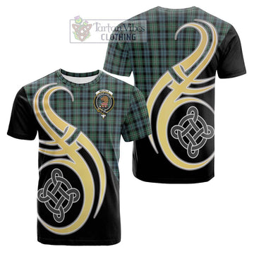 Melville Tartan Cotton T-shirt with Family Crest and Celtic Symbol Style