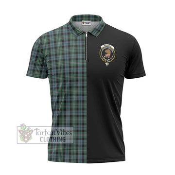 Melville Tartan Zipper Polo Shirt with Family Crest and Half Of Me Style - Tartan Vibes Clothing