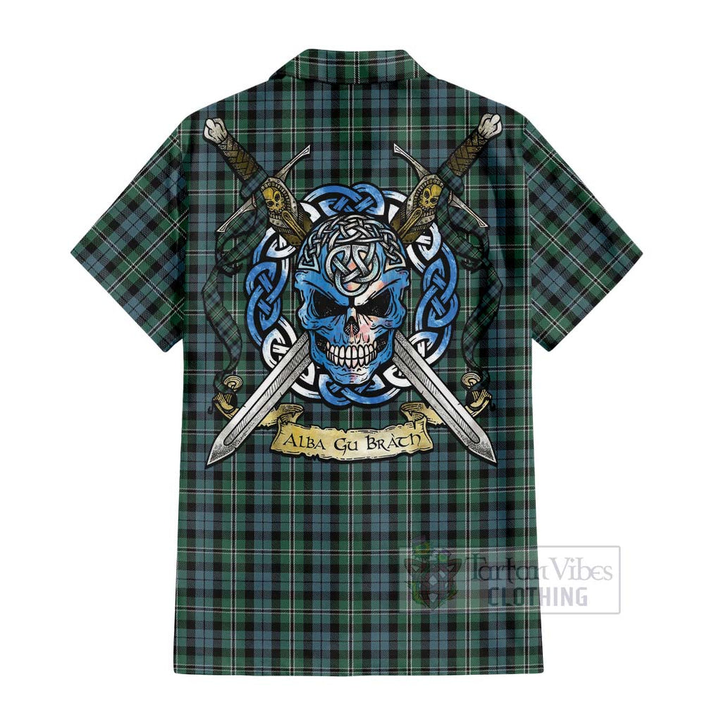 Melville Tartan Hawaiian Shirt with Family Crest Celtic Skull Style - Tartan Vibes Clothing