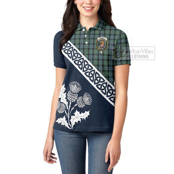 Melville Tartan Women's Polo Shirt Featuring Thistle and Scotland Map - Tartanvibesclothing Store